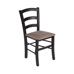 Scaun din lemn masiv de fag, Venetia VC-01, finisaj wenge, tapitat, vedere frontală